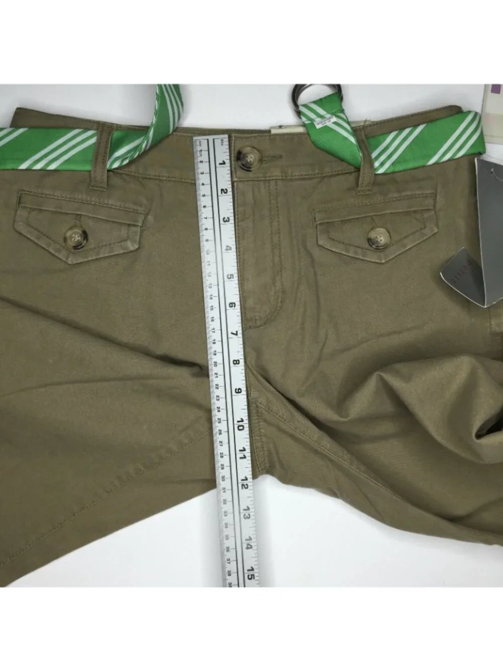 Liz Claiborne Petite Olive Green Tie Sloane Wide Leg WDPUB837 Size 10P Regular